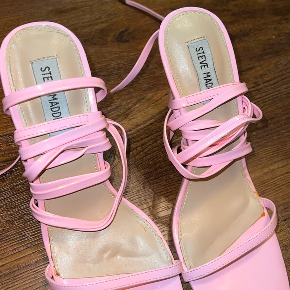 Steve Madden Uplift Pink Strappy Lace Up Ankle Wrap Heels Women’s Size 9 - Picture 11 of 11